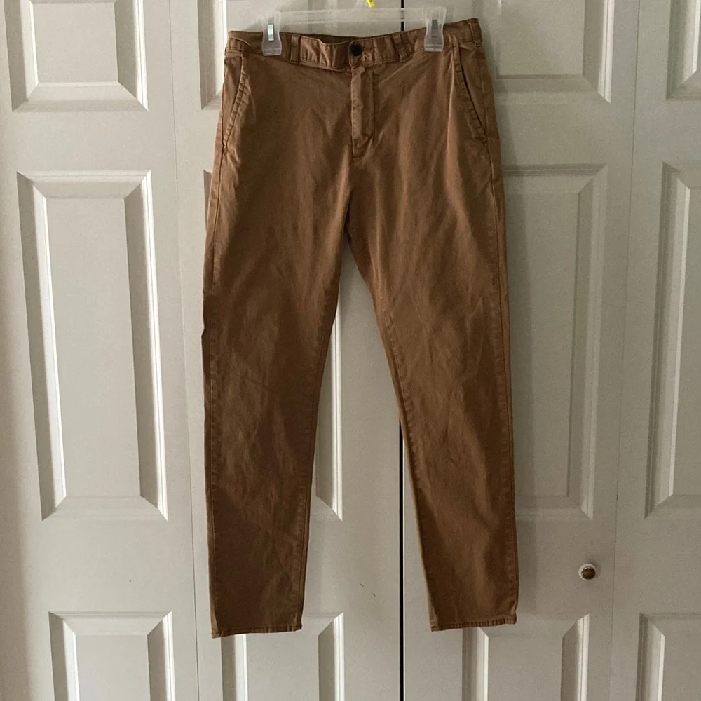Pac Sun mens pants 34/30 tan khaki 4 pocket skinny straight leg cotton spandex